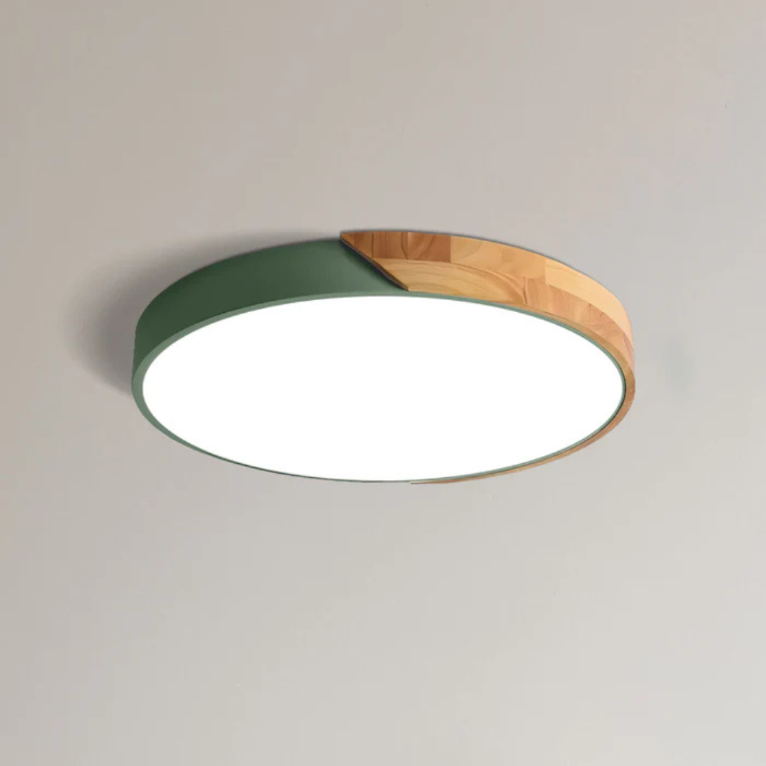 Scandinavian Ceiling Lamp - LumoLign - Wooden Accent - LED Surface Mount