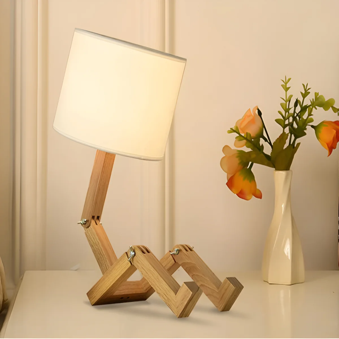 Flexible Wooden Table Lamp - LumoWood - Adjustable Positioning - Natural Finish