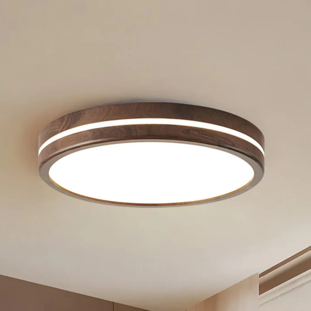 Wooden LED Ceiling Light - Lumora - Natural Finish - Adjustable Brightness