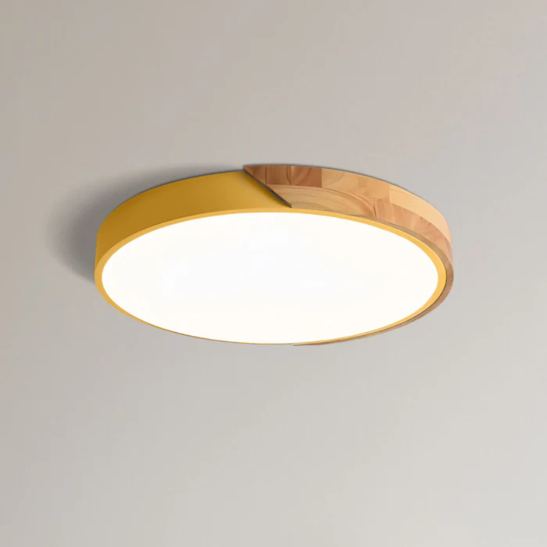 Scandinavian Ceiling Lamp - LumoLign - Wooden Accent - LED Surface Mount