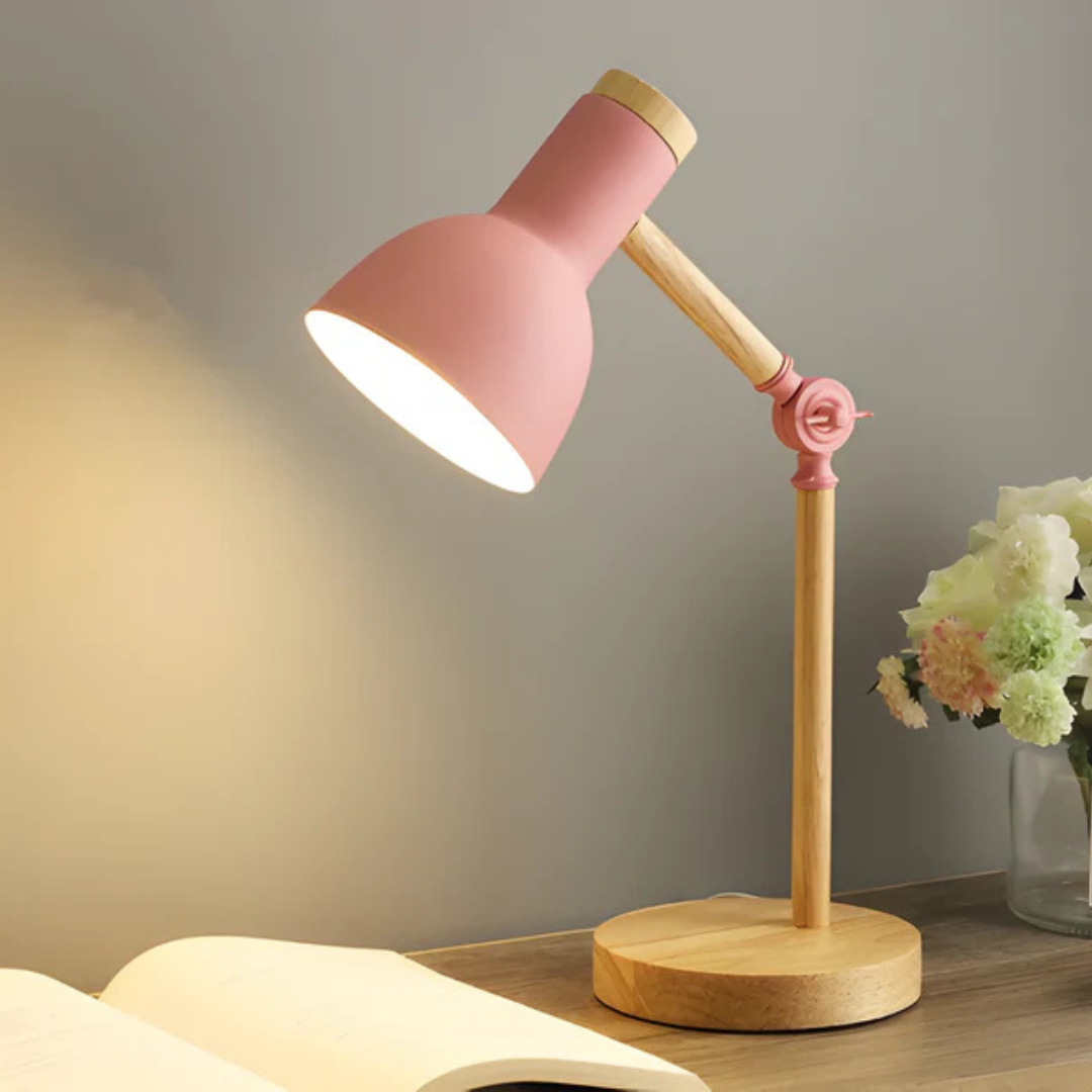 LED Table Lamp - Lumacra - Adjustable Wooden Frame - Macaron-Inspired Look