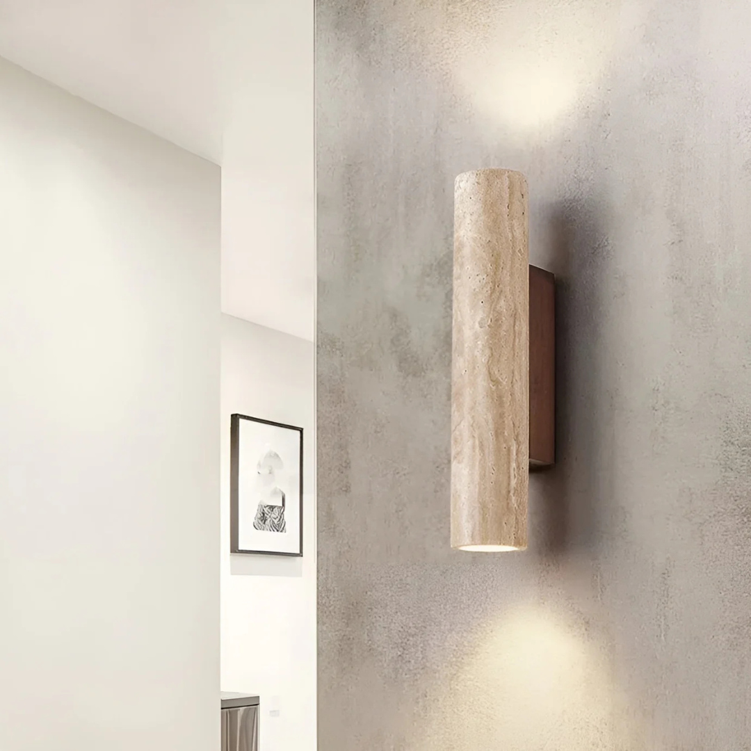 LED Wall Lamp - Wabira - Travertine Texture - Japanese Inspired Accent