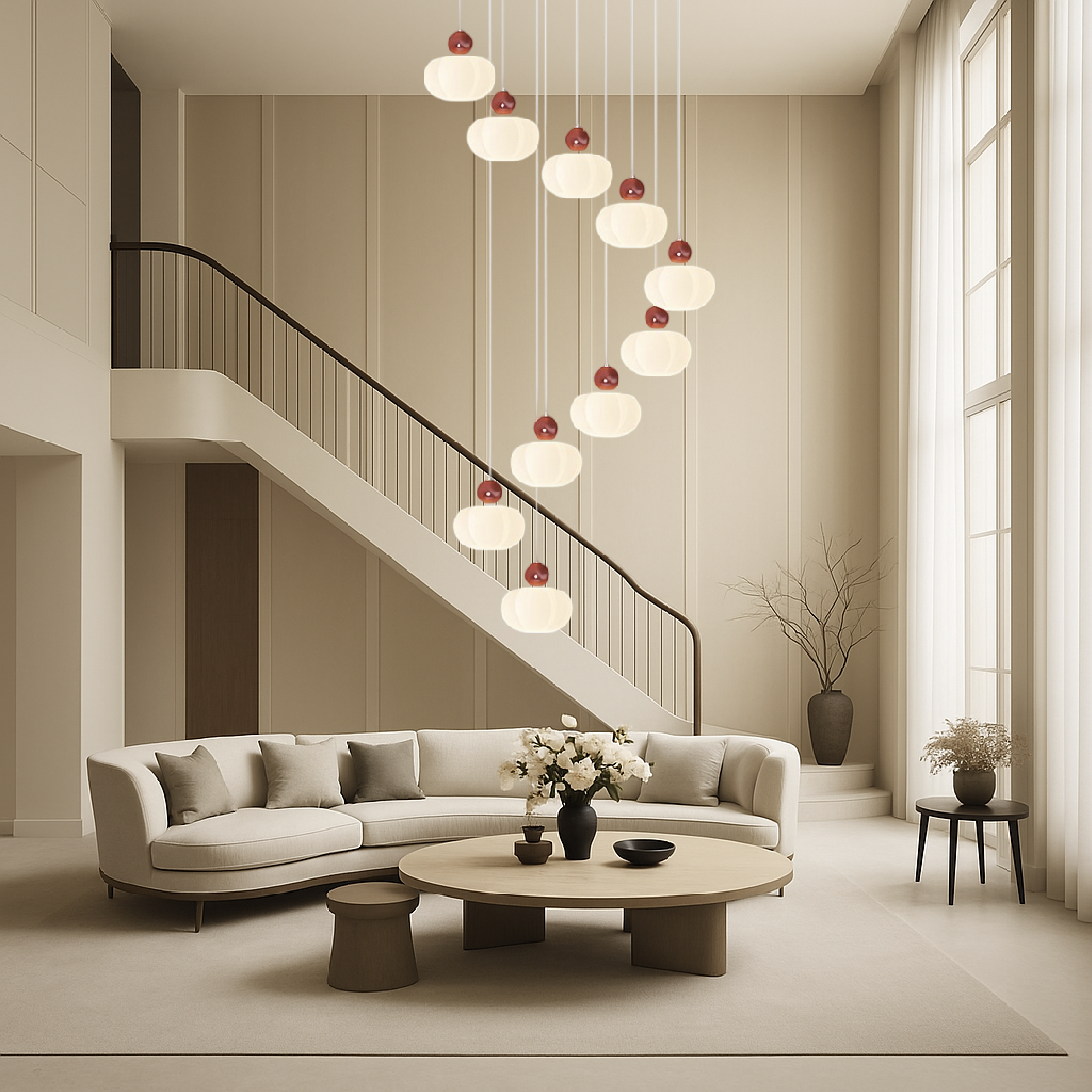 Art Deco Chandelier - Luxora - Vertical Elegance - Perfect for Staircases