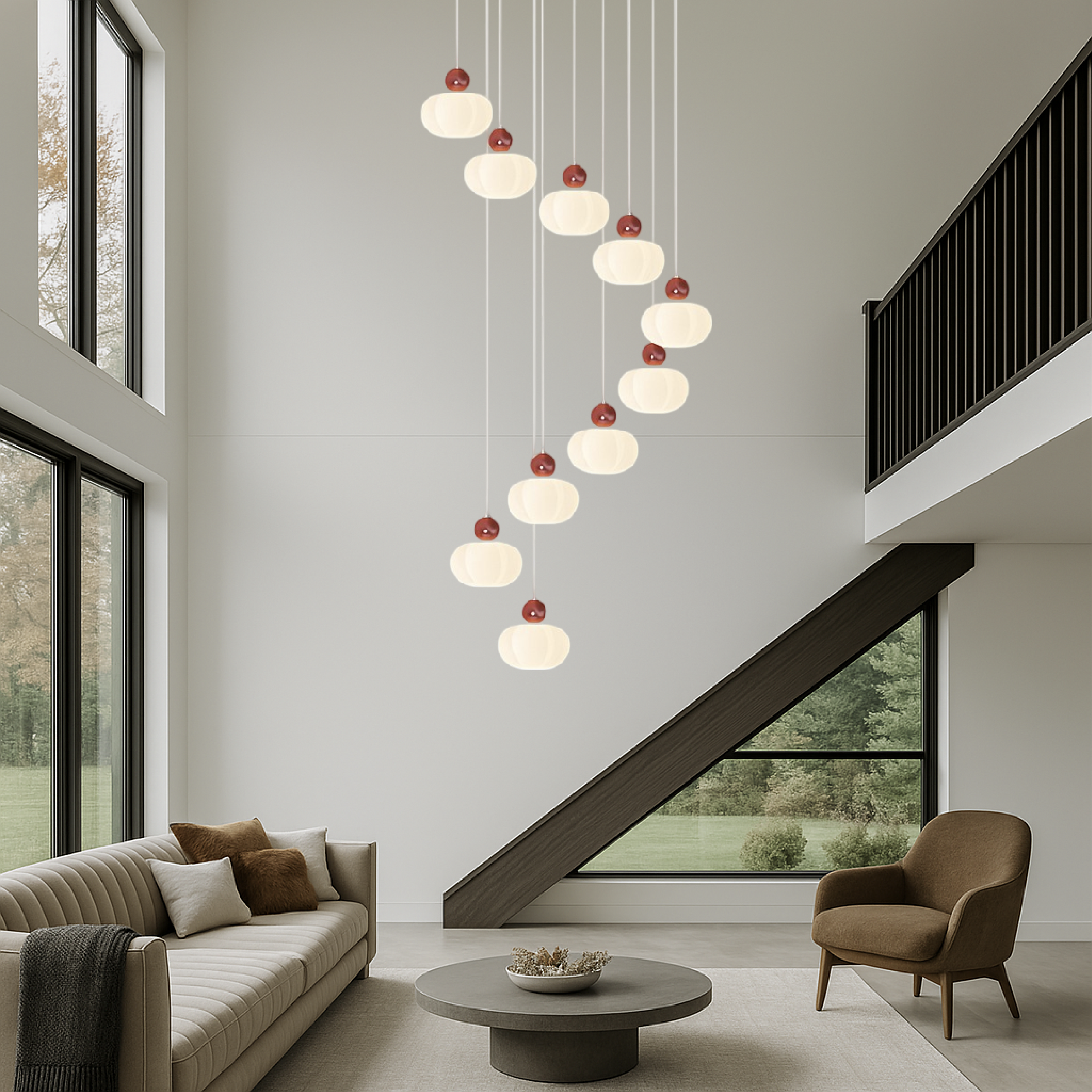 Art Deco Chandelier - Luxora - Vertical Elegance - Perfect for Staircases