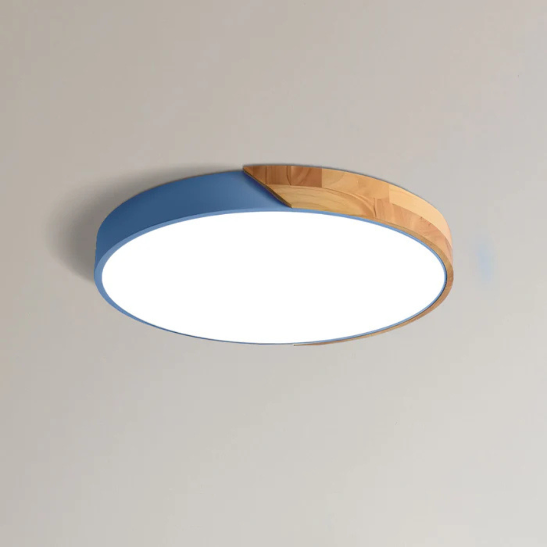 Scandinavian Ceiling Lamp - LumoLign - Wooden Accent - LED Surface Mount