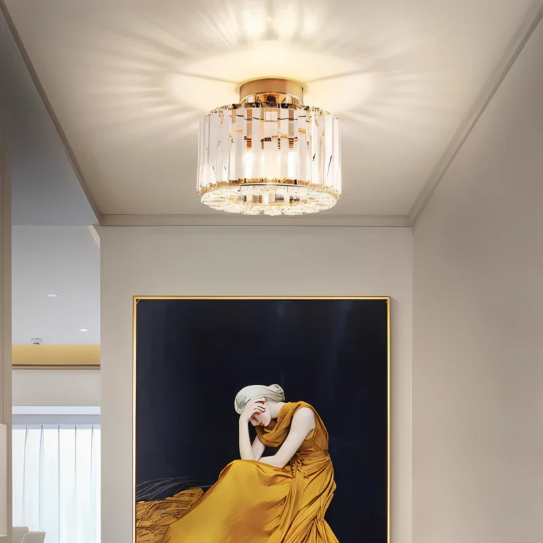 Crystal Ceiling Lamp - LumaBrilliance - Sparkling Finish - Living Room Lighting