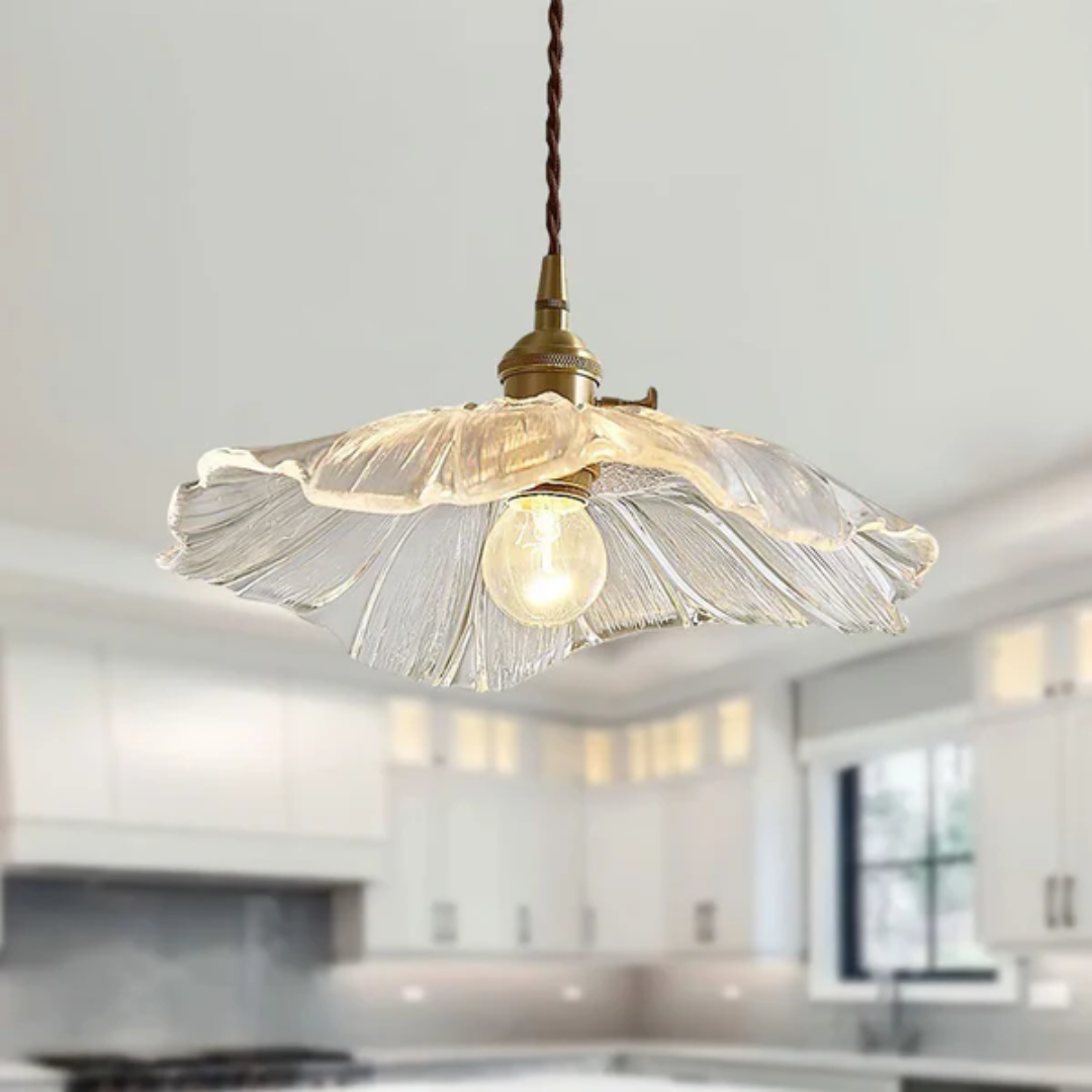 Glass Pendant Lamp - LumiVera - Retro Lotus Style - Dining Table Lighting