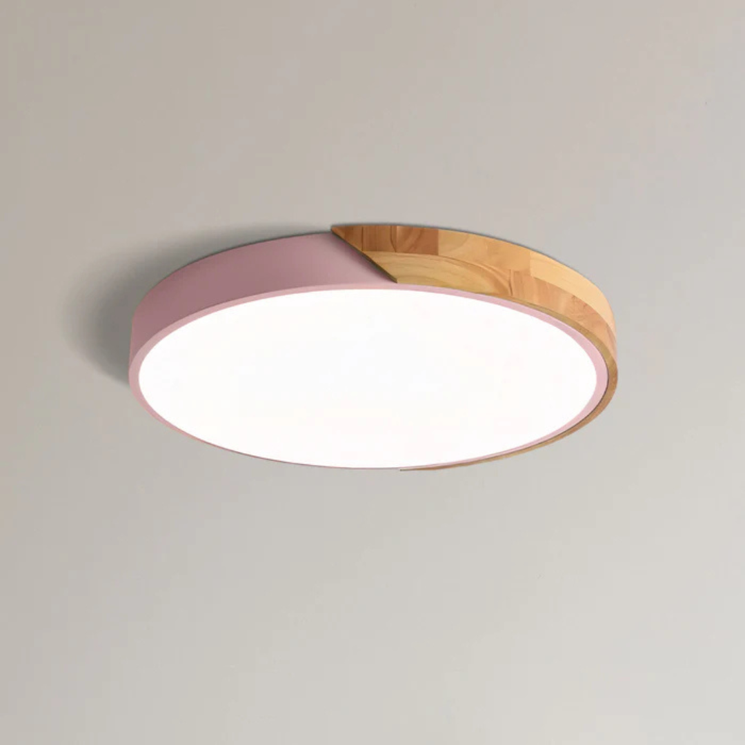 Scandinavian Ceiling Lamp - LumoLign - Wooden Accent - LED Surface Mount