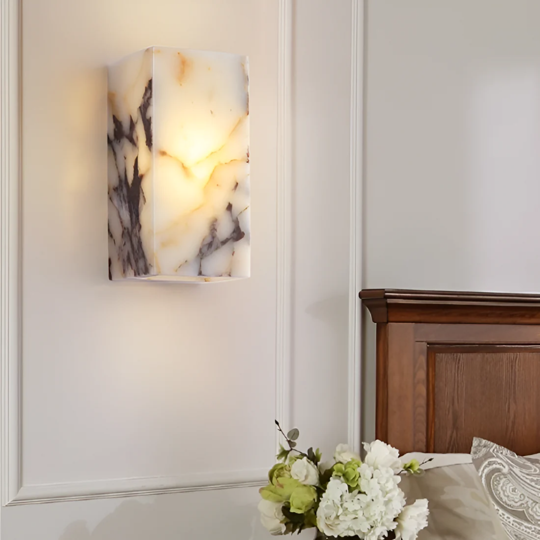 Luxury Marble Natural Stone Wall Lamp - Lumora - Soft LED Glow - Elegant Home Lighting