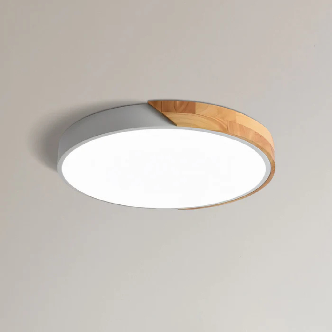 Scandinavian Ceiling Lamp - LumoLign - Wooden Accent - LED Surface Mount