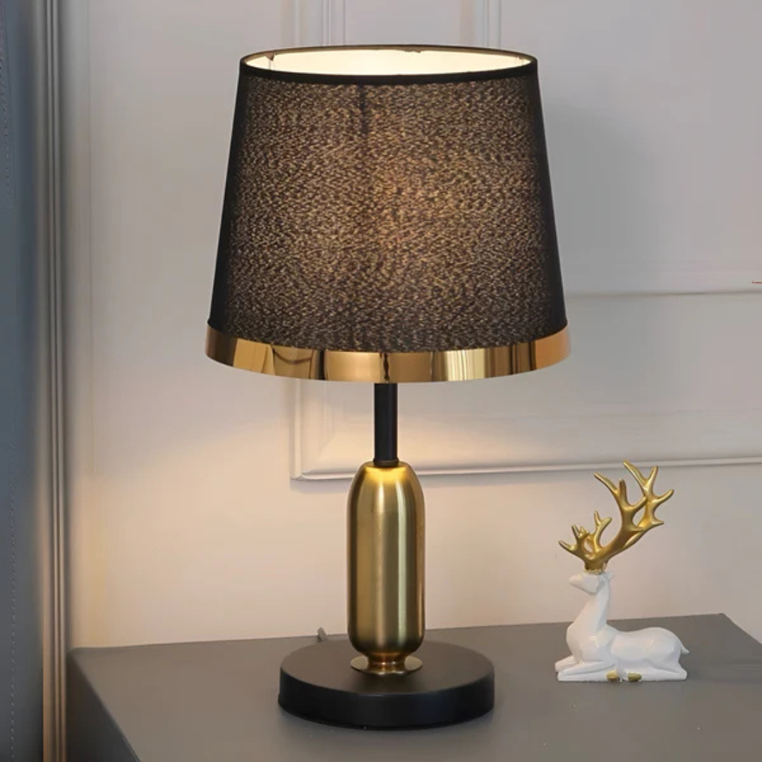 Table Lamp - Lumora - Black Fabric Shade - Modern Accent Lighting