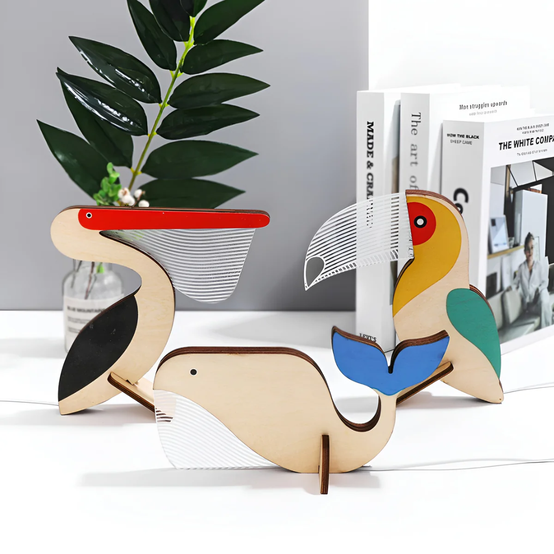 Wooden LED Table Lamp - LumoWood - Warm Glow - USB Powered