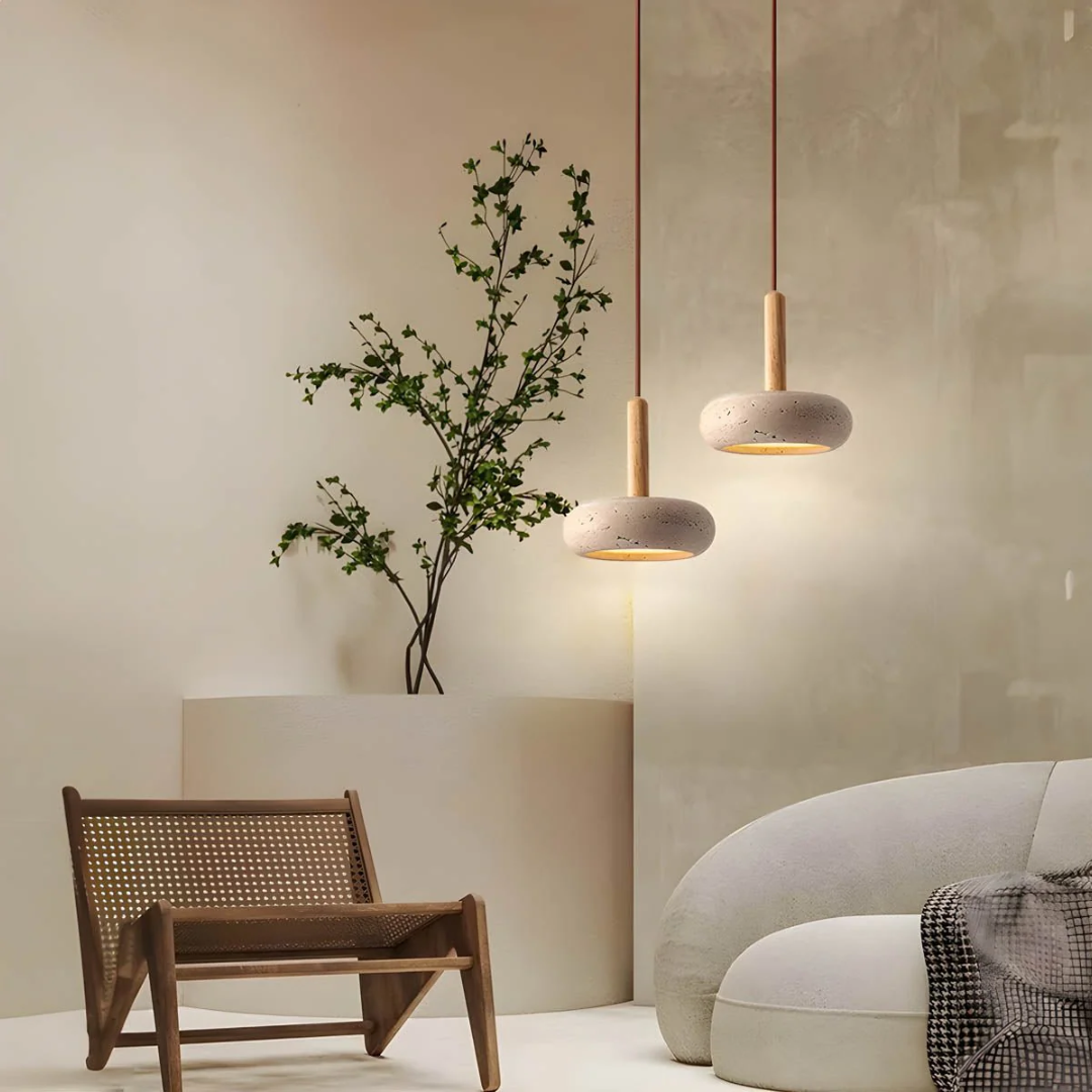 Travertine Pendant Lamp - LumaStone - Natural Elegance - Dining & Living Space Lighting