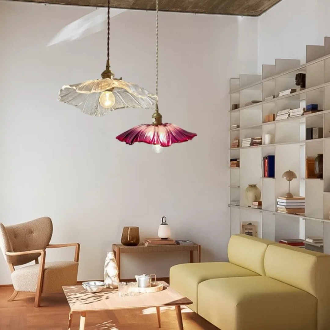 Glass Pendant Lamp - LumiVera - Retro Lotus Style - Dining Table Lighting