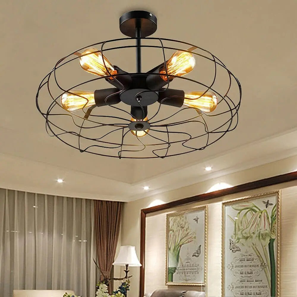 Retro Cage Ceiling Lamp - HelixLum - Industrial Style - Vintage Charm