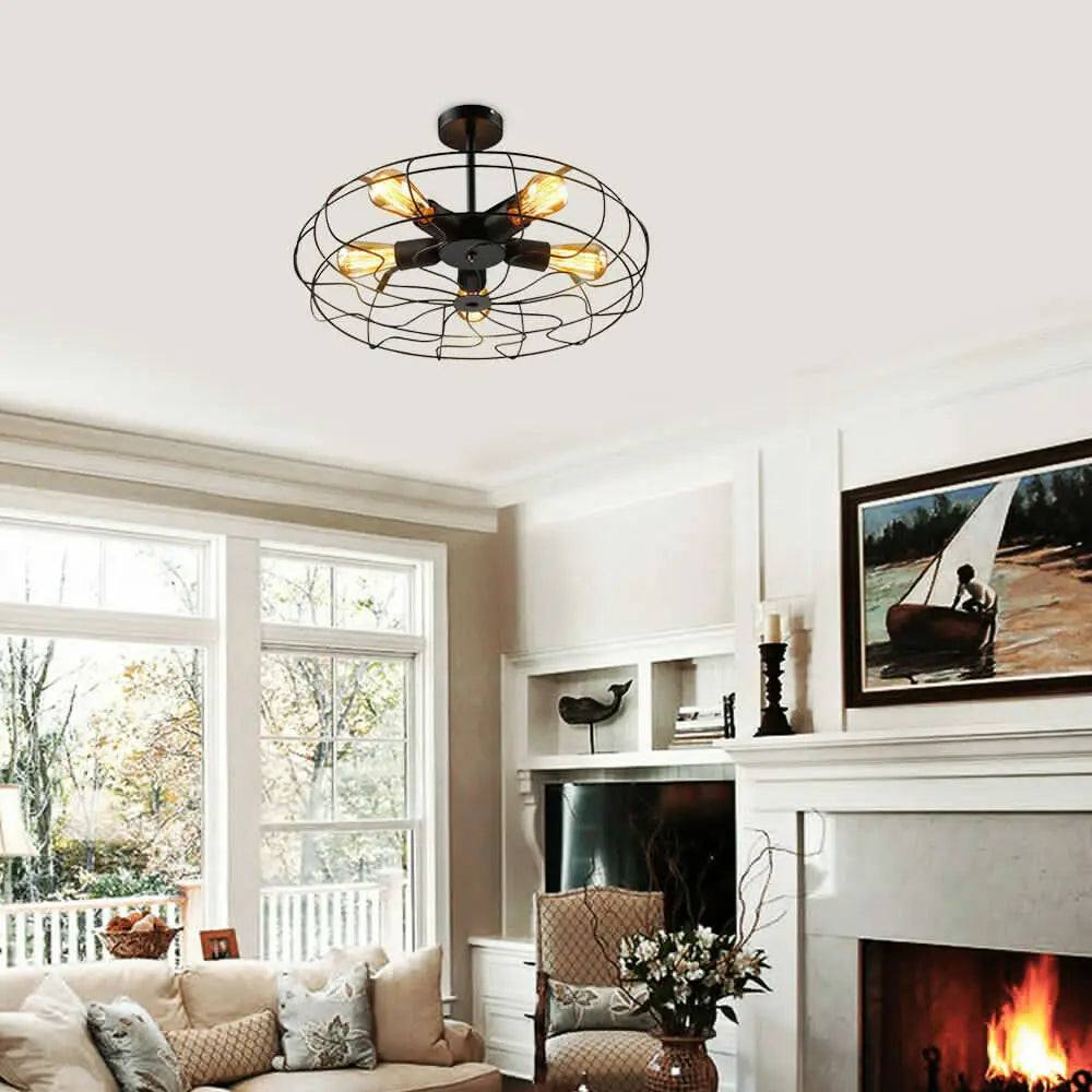 Retro Cage Ceiling Lamp - HelixLum - Industrial Style - Vintage Charm